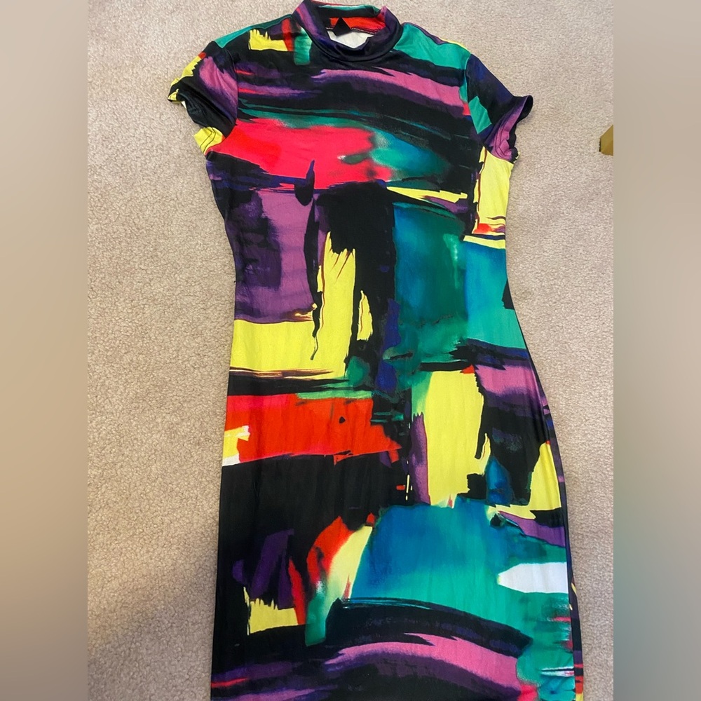 Multicolor Abstract Print Dress